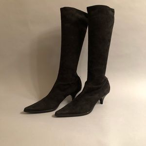 Miu Miu black suede heel boots